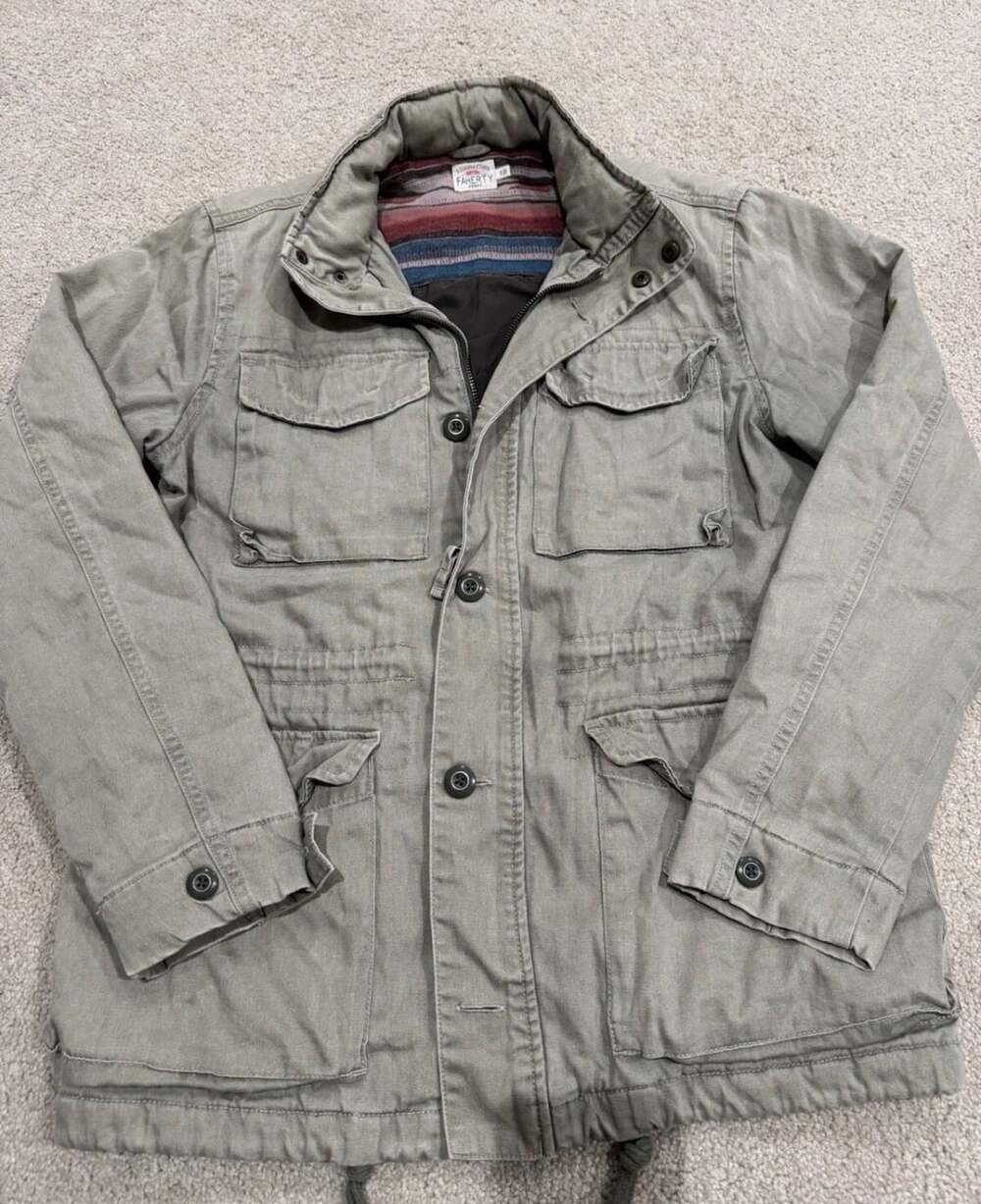 Faherty Cooper Military Jacket Size S Olive Green